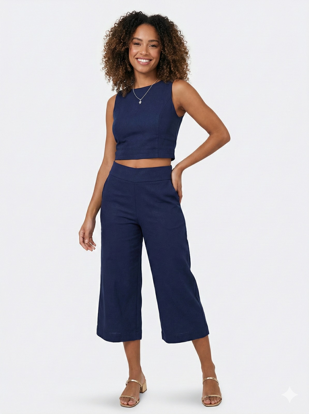 Conjunto Blusa Cropped + Calça Pantacourt Feminino | Elegante e Confortável
