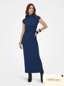 Vestido Longo Azul Marinho – Elegância Minimalista